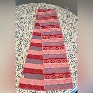 Pink and Red Heart Pattern Scarf